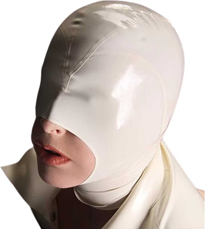 Latex masker wit - Rubber - Open mond - BDSM - XS, S en M