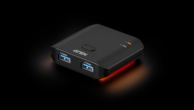 ATEN Essentials US4322 - USB peripheral sharing switch - 2 ports USB hub - 2 - USB 3.2 - Zwart