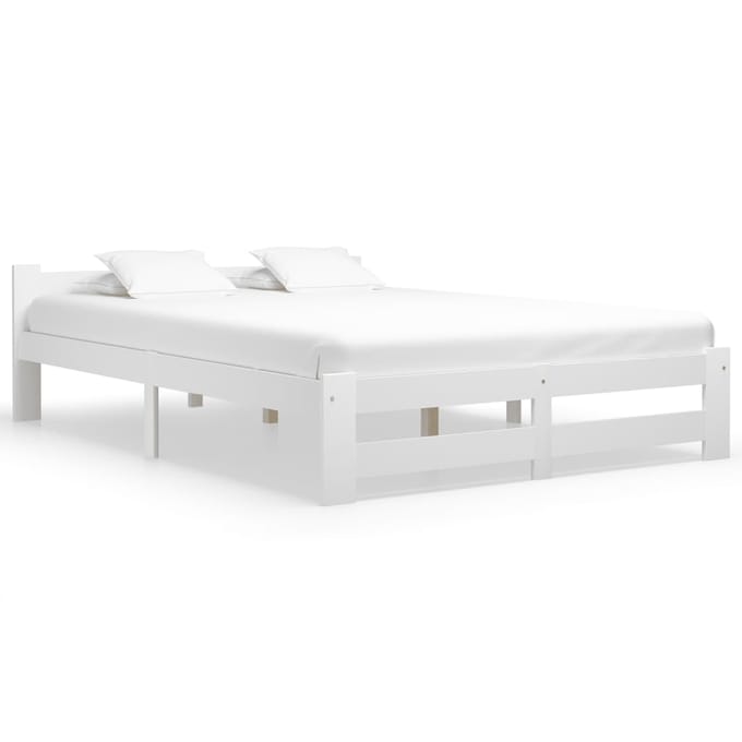 vidaXL - Bedframe - massief - grenenhout - wit - 140x200 - cm