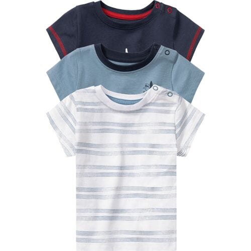 LUPILU 3 baby t-shirts (Wit/marine/blauw, 62-68)