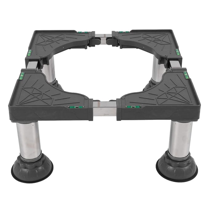 Base de Support de Machine à Laver Acier Inoxydable Caoutchouc Longueur Hauteur Réglable Socle de Lave-Linge pour noir