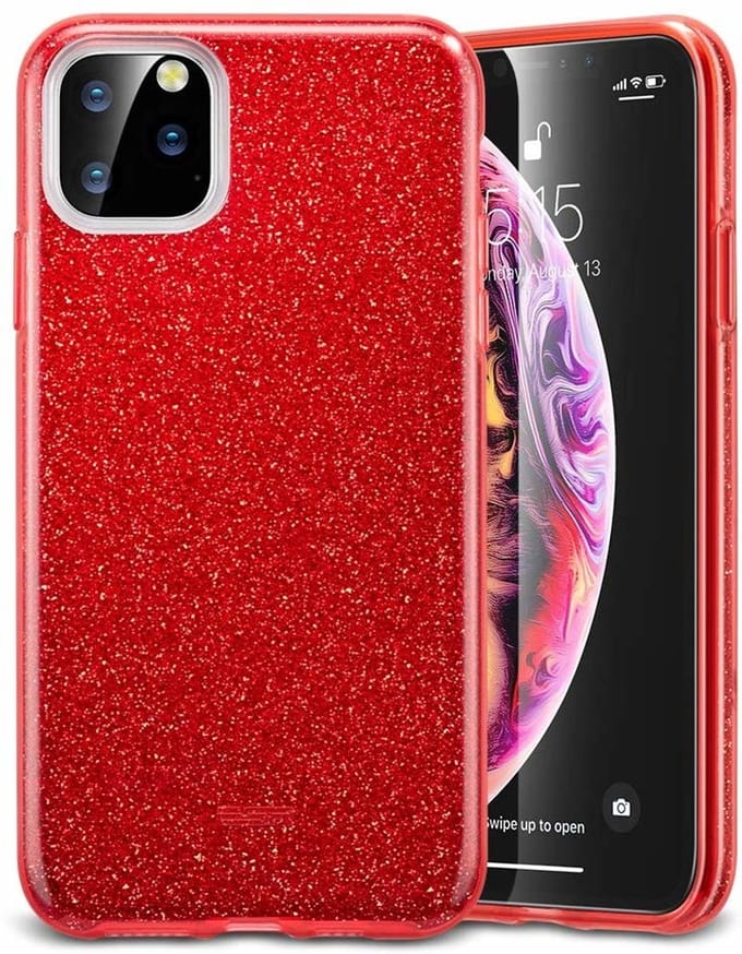 Ntech hoesje Geschikt voor iPhone 11 Pro Glitter TPU Back Hoesje - Rood