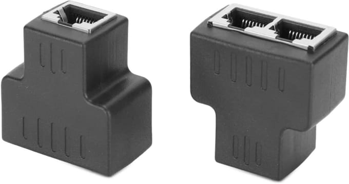 Ethernet Adapter - LAN Splitter - Internet Delen - Plug and Play - 2 Stuks - Zwart