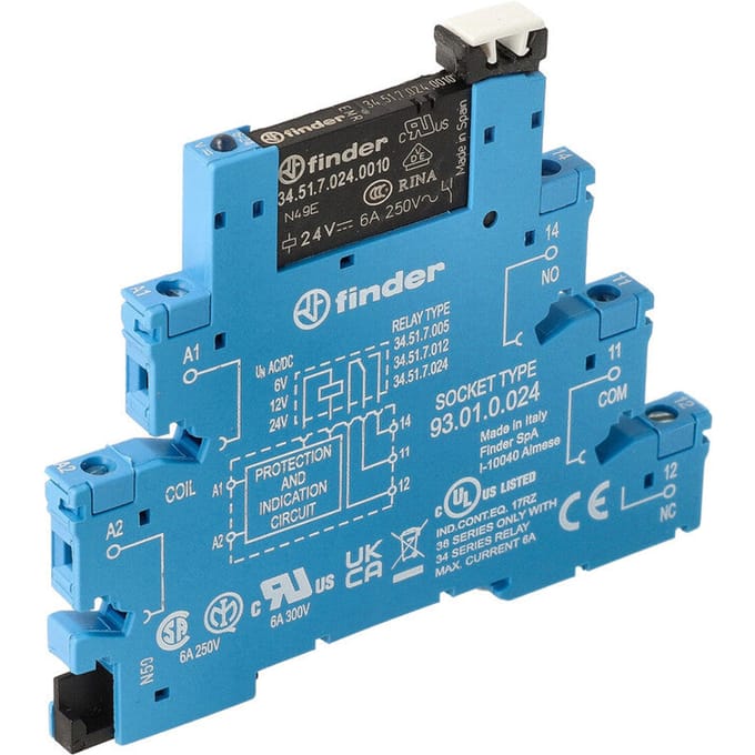 Finder 38.51 Interface Relais 6A 24V AC/DC Met LED - 38.51.0.024.0060 - E3VFJ