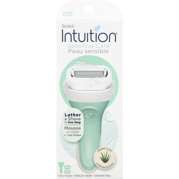 Schick, Intuition®, Sensitive Care®, Biologische Aloë, 1 scheermes, 2 mesjes white