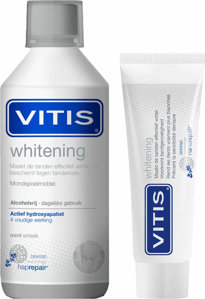 Vitis Whitening Tandpasta + Mondwater Pakket