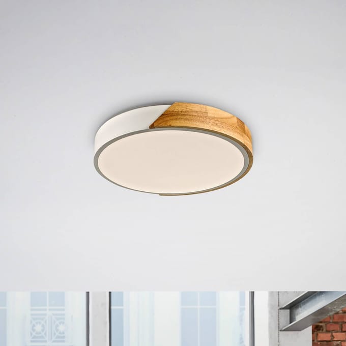 JUST LIGHT. GmbH JUST LIGHT. Bila plafondlamp, wit, Ø 32 cm, hout