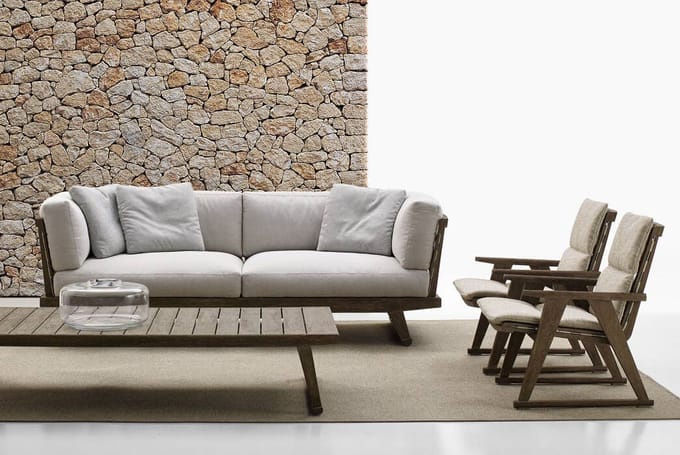 B&B Italia Gio buiten fauteuil - antique grey teakwood
