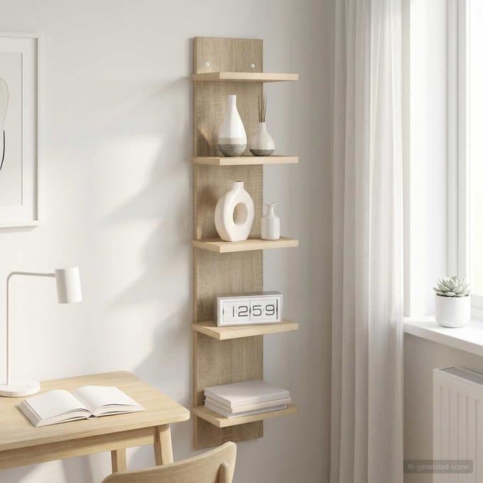 vidaXL - Wandplank - Sonoma - Eiken - 22 - x - 15 - x - 100 - cm - Bewerkt - hout