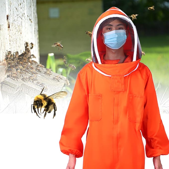 Oranje Imker Eendelig Bijenpak Imker Beschermkleding Imkerij Uitrusting(XXL ) XXL red
