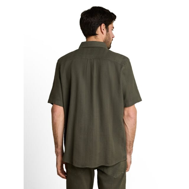 Tom Tailor - Korte Mouw Overhemd - Heren - L - Groen - Katoen - 1050945
