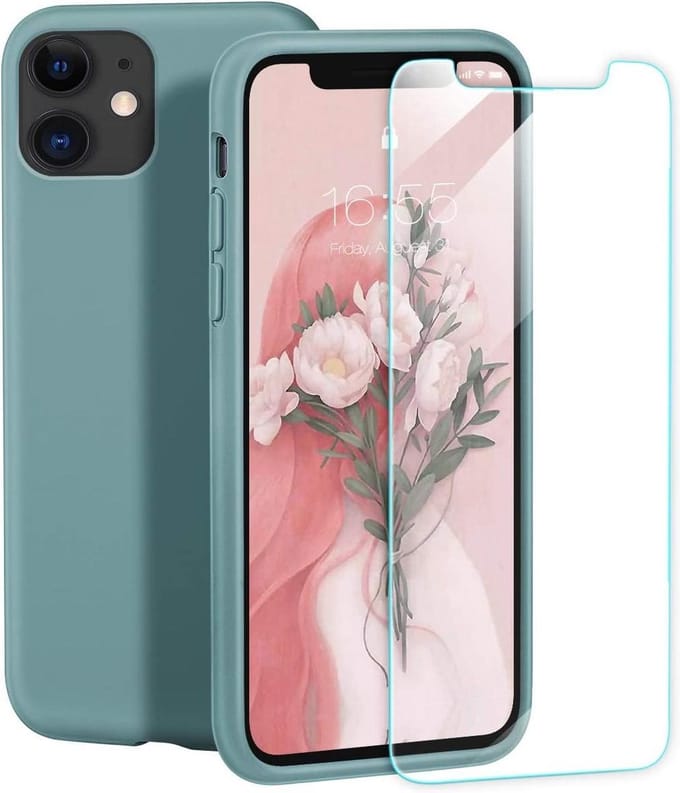 Siliconen Backcover Hoesje Pine Green  + Tempered Glas Screenprotector Geschikt voor: Apple iPhone 11 Pro Max