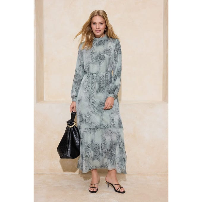Dames maxi-jurk met dierenprint, lange, casual/dagelijkse A-lijn jurk met hijab