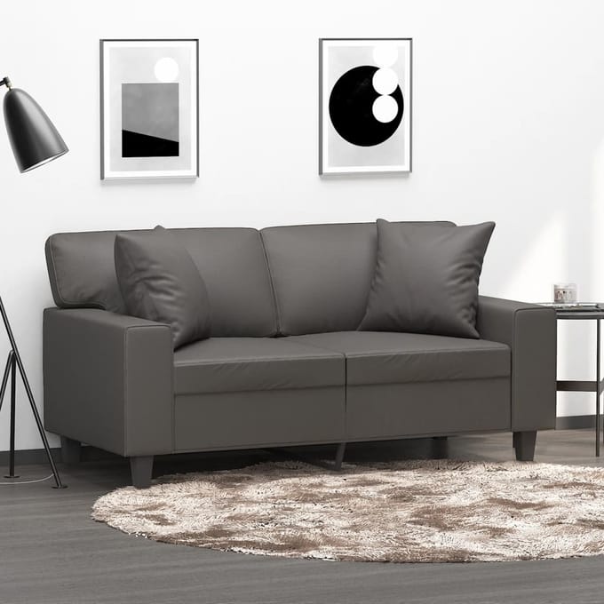 vidaXL - Sierkussens - 2 - st - 40x40 - cm - kunstleer - grijs