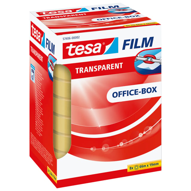 OFFICE-BOX 57406-00002-01 tesafilm Transparant (l x b) 66 m x 19 mm 8 stuk(s)