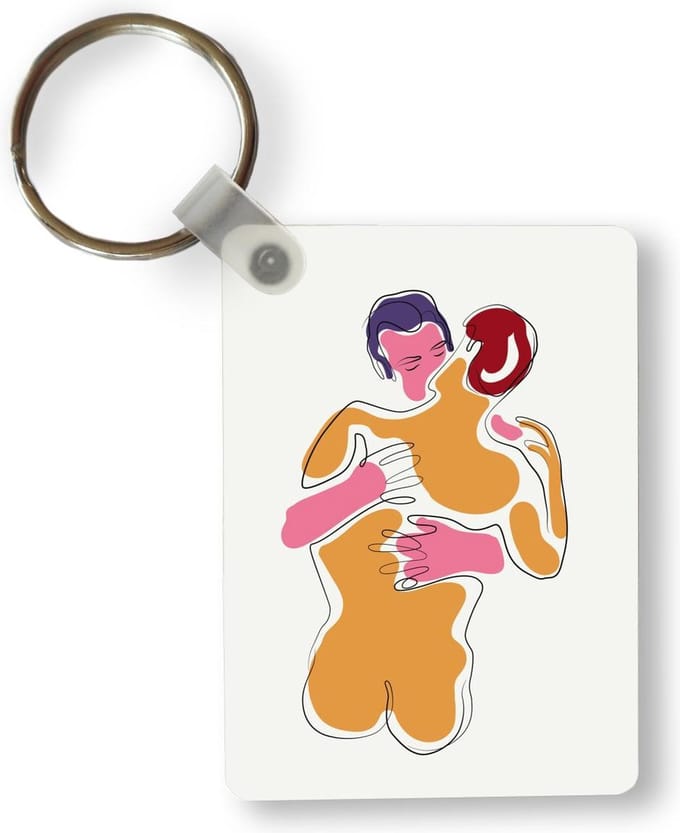 Sleutelhanger - Illustratie van twee zoenende mannen - Uitdeelcadeautjes - Plastic