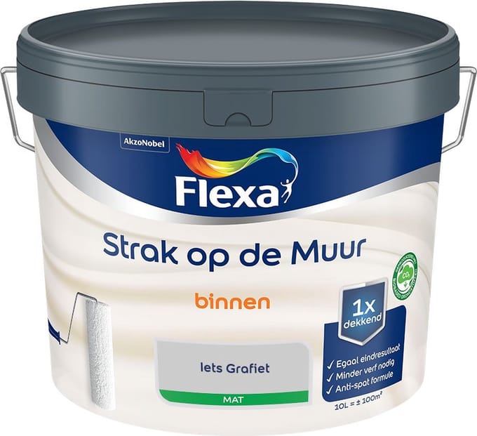 Flexa - Strak Op De Muur Binnen Mat - Iets Grafiet - Mengverf - 10 L