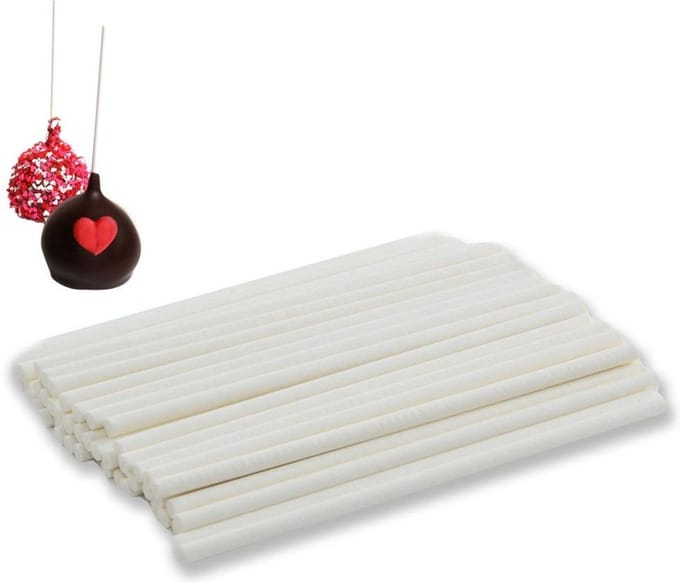 Lollystokjes Papier Wit 11,5 cm 50 stuks - Cakepop Stokjes - Cake Pop - Bakken