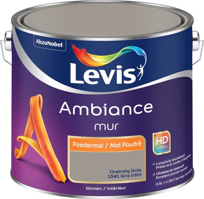 Levis - Ambiance Mur Poedermat - Oneindig Grijs - 2,5 L