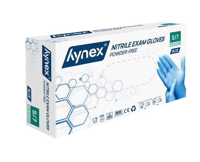 Hynex Nitril handschoenen maat S blauw 100/doos 3,5gram poedervrij