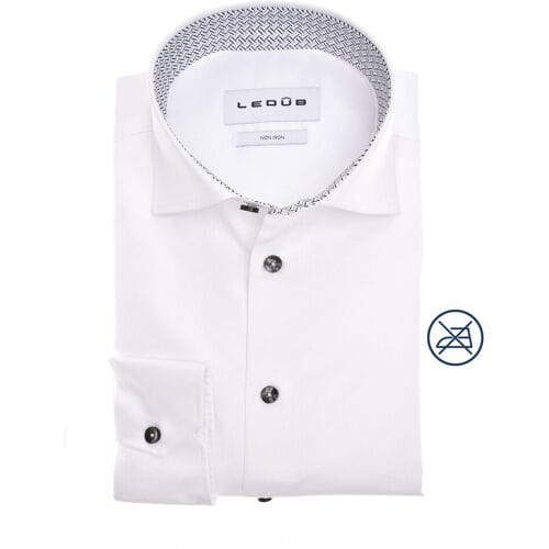 Ledûb Overhemd Refined Contrast Collar Wit / male