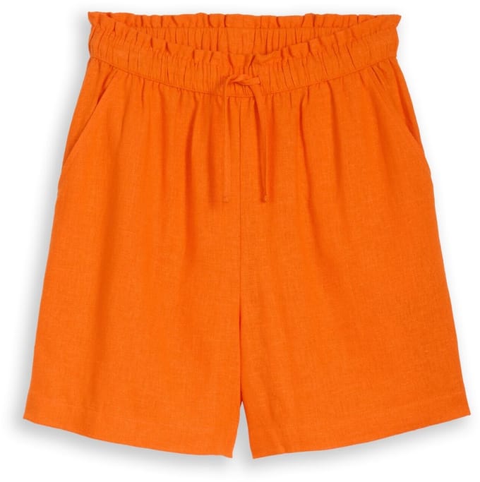 Tom Tailor Denim - Loszittende short met linnen - Maat S - Fiery Orange
