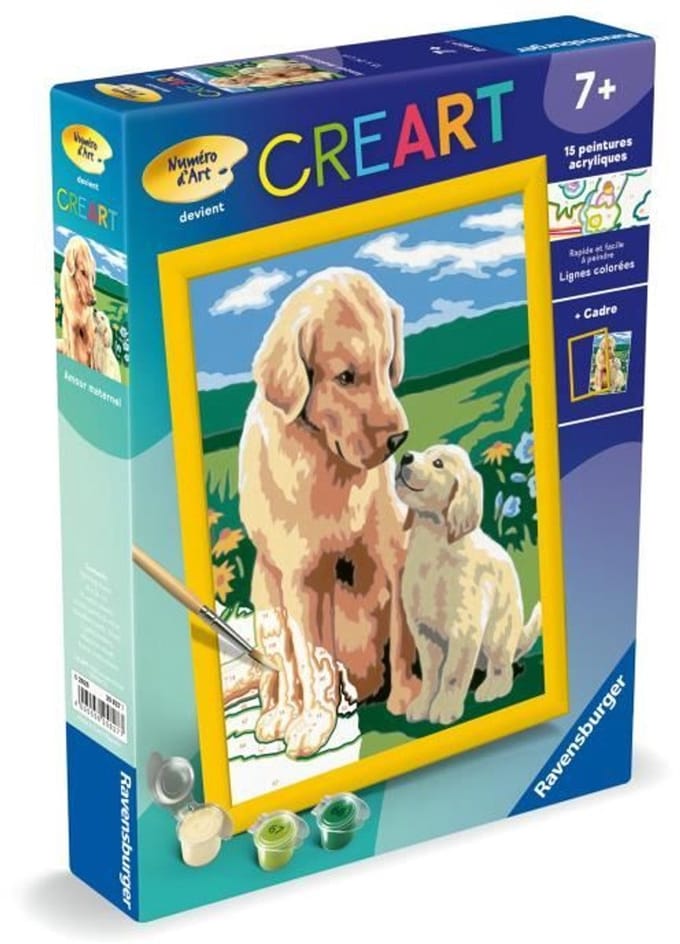 CreArt Kids 18x24cm Moederliefde, Schilderen op nummer Kit, Kunstnummer, Leeftijd 7+, 25827, Ravensburger
