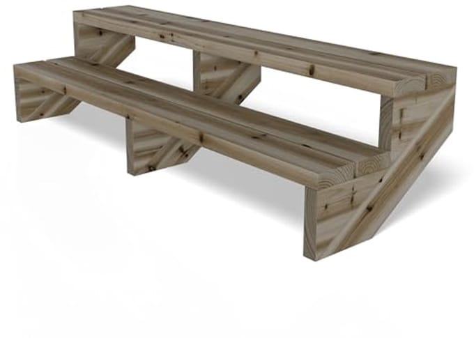 Massieve Houten Terrastrap met 2 Treden - 150 cm Breed