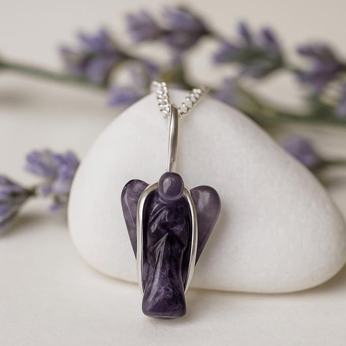 Edelsteen beschermengel hanger - Amethist