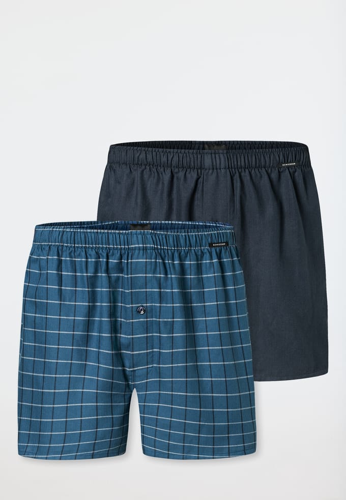 Schiesser 2 PACK Boxershorts geweven - Boxershorts Mukitpacks Heren Onderbroek - blauw