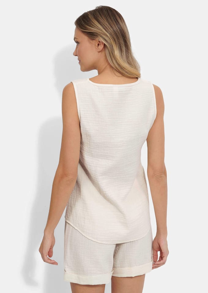 Shortama-set van katoen-mousseline - gebroken wit - Gr. 23 van Goldner Fashion
