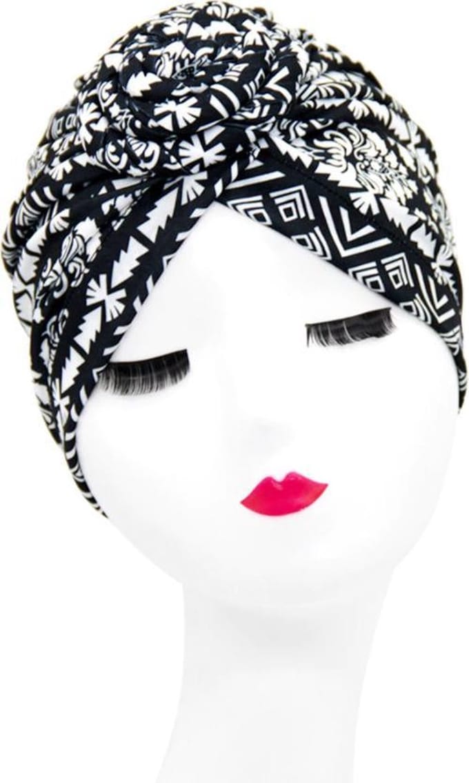 Cabantis Indische Arabische - Hoofddeksel - Tulband - Muts - Hijab - 26cm - Zwart-Wit