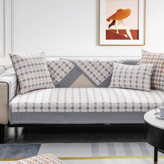 Coussin de Canapé Universel Quatre Saisons Simple Moderne Chenille Antidérapant Luxe Léger Housse Complète Serviette Housse de Canapé Épaissie 70*70cm gray
