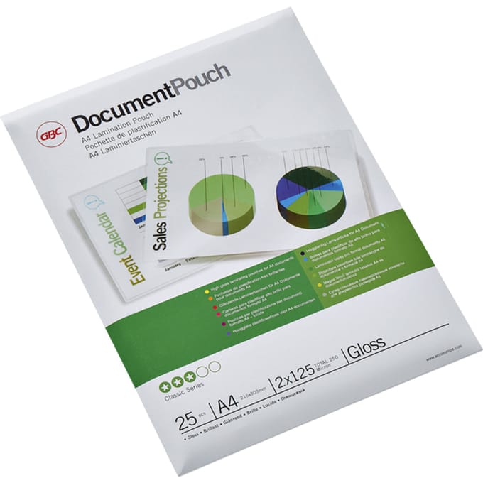 GBC Lam Pouch - 25-pack - glossy - 216 x 303 mm - lamination pouches