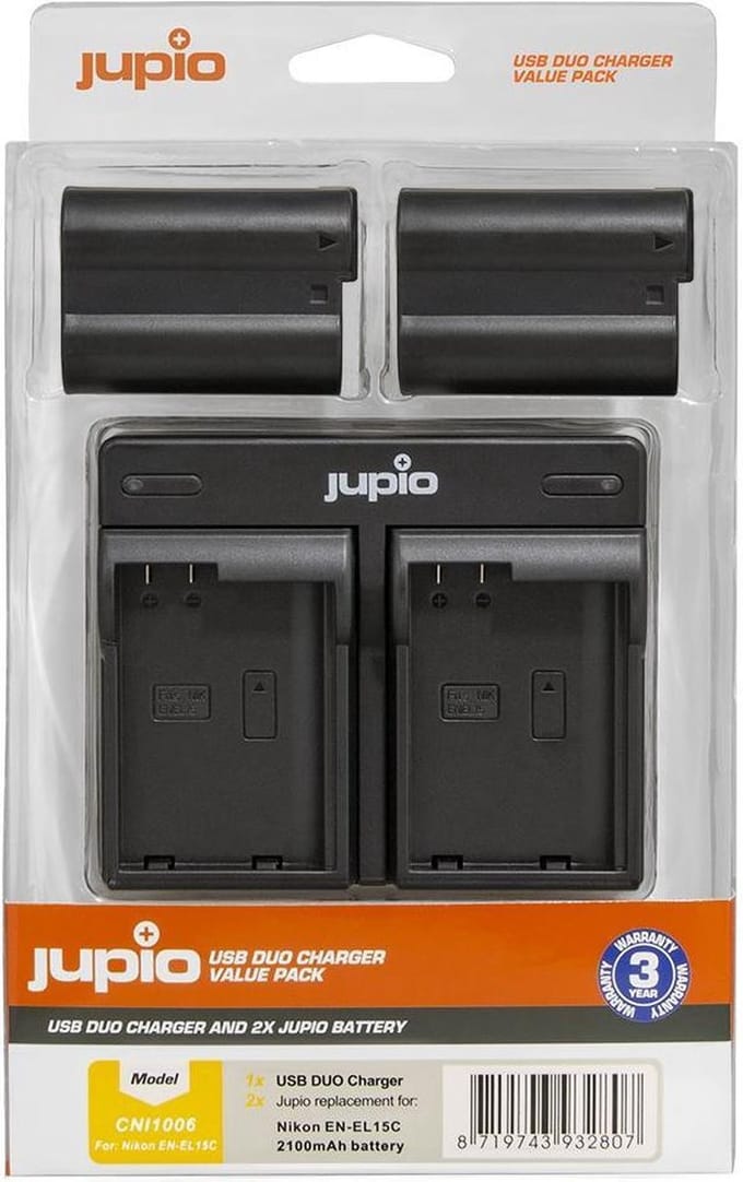 Jupio Value Pack: 2x Battery EN-EL15C 2100mAh + USB Dual Charger