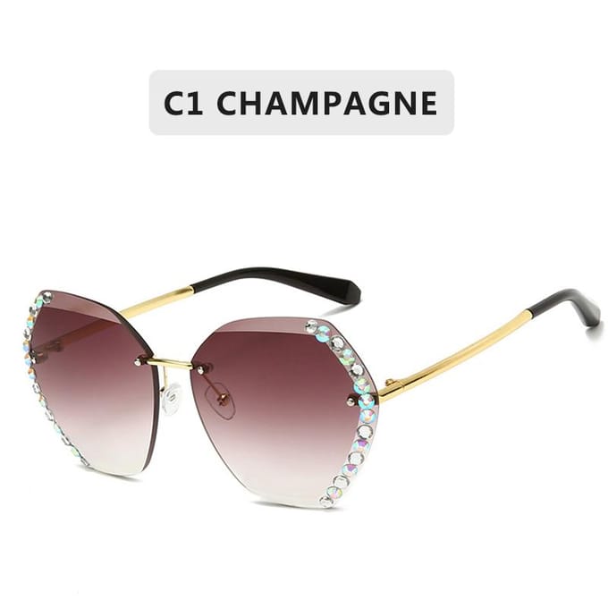 Lunettes de soleil carrées sans monture surdimensionnées pour femmes Luxe Mode Verres dégradés transparents Pièce unique Hommes Gafas Lunettes white