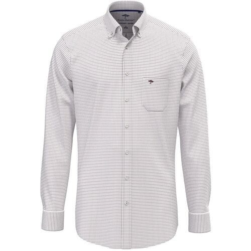 Fynch-Hatton Overhemd Mini Check Oxford Button-Down Deep Merlot / male