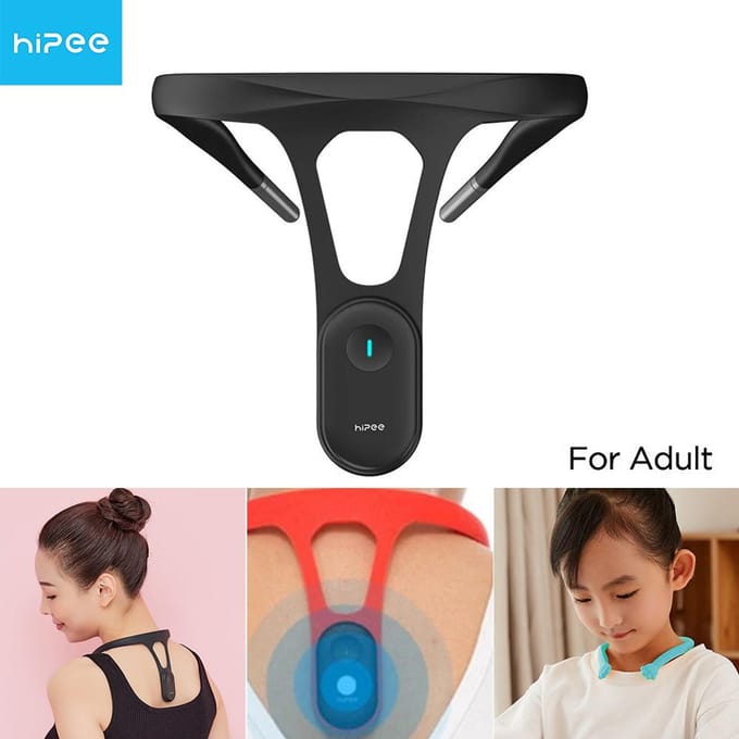 Hipee-houdingstrainer en -corrector Slim houdingscorrectie-apparaat Real-time wetenschappelijke terug zwart