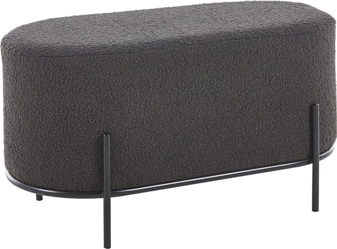 Poef Naomi Antraciet - Bouclé - Breedte 80 cm - Diepte 40 cm - Hoogte 42 cm