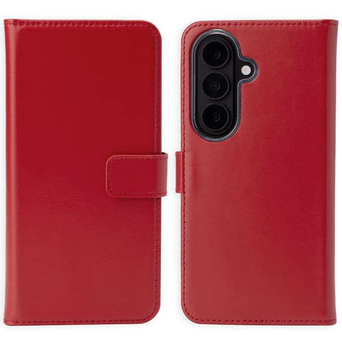 Selencia Hoesje - Geschikt voor Samsung Galaxy S26 Plus - Echt Lederen Bookcase - Rood