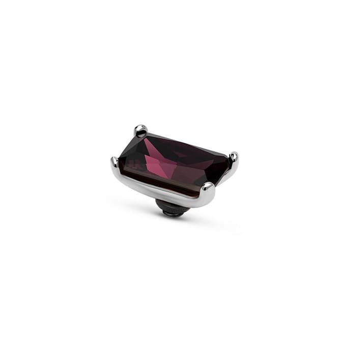 Melano Twisted Baguette Steentje Aubergine Zilver