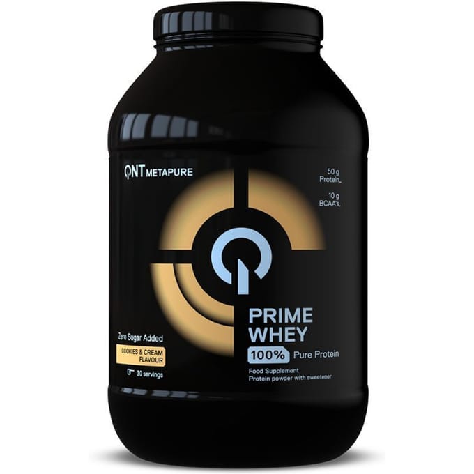 Eiwitmix 100% isolaat en geconcentreerd wei Cookies & Cream QNT Prime Whey 908 g