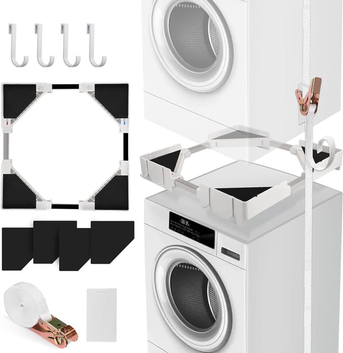 Universeel Tussenbouwframe Wasmachine Droger Set – Verstelbaar Stapelrek 45-68 cm