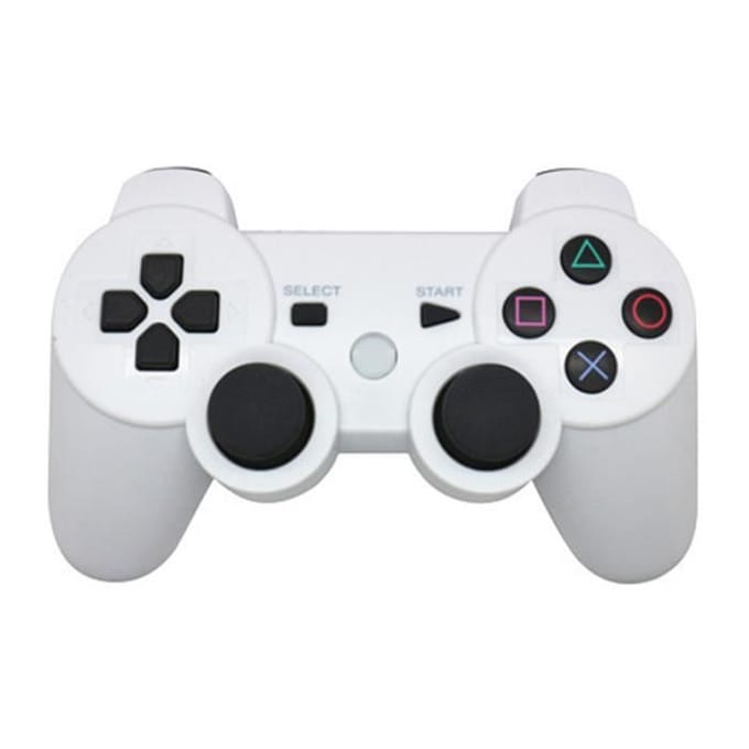 BLANC Manette bluetooth sans fil Double choc Double vibration pour PS3