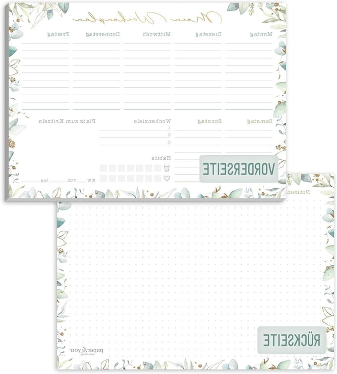 Weekplanner A5 - Notitieblok Agenda - Wekelijks Plannen - Met Gewoontetracker - 50 Pagina's - Goud