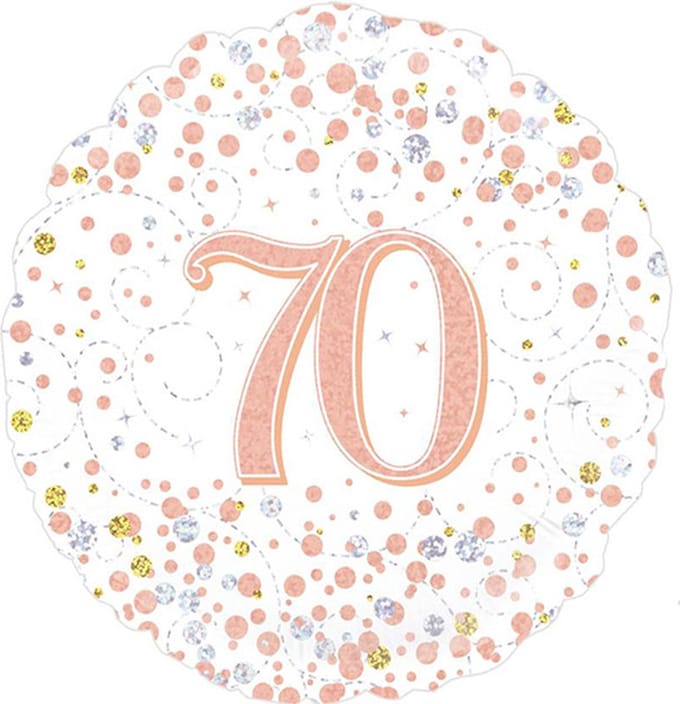 Oaktree - Folieballon 70 Jaar Sparkling Wit Rose Gold Holografisch 45 cm