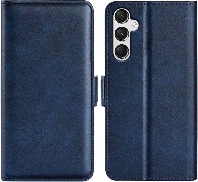 MobyDefend Hoesje - Geschikt voor Samsung Galaxy A25 - Luxe Wallet Book Case (Sluiting Zijkant) - Blauw