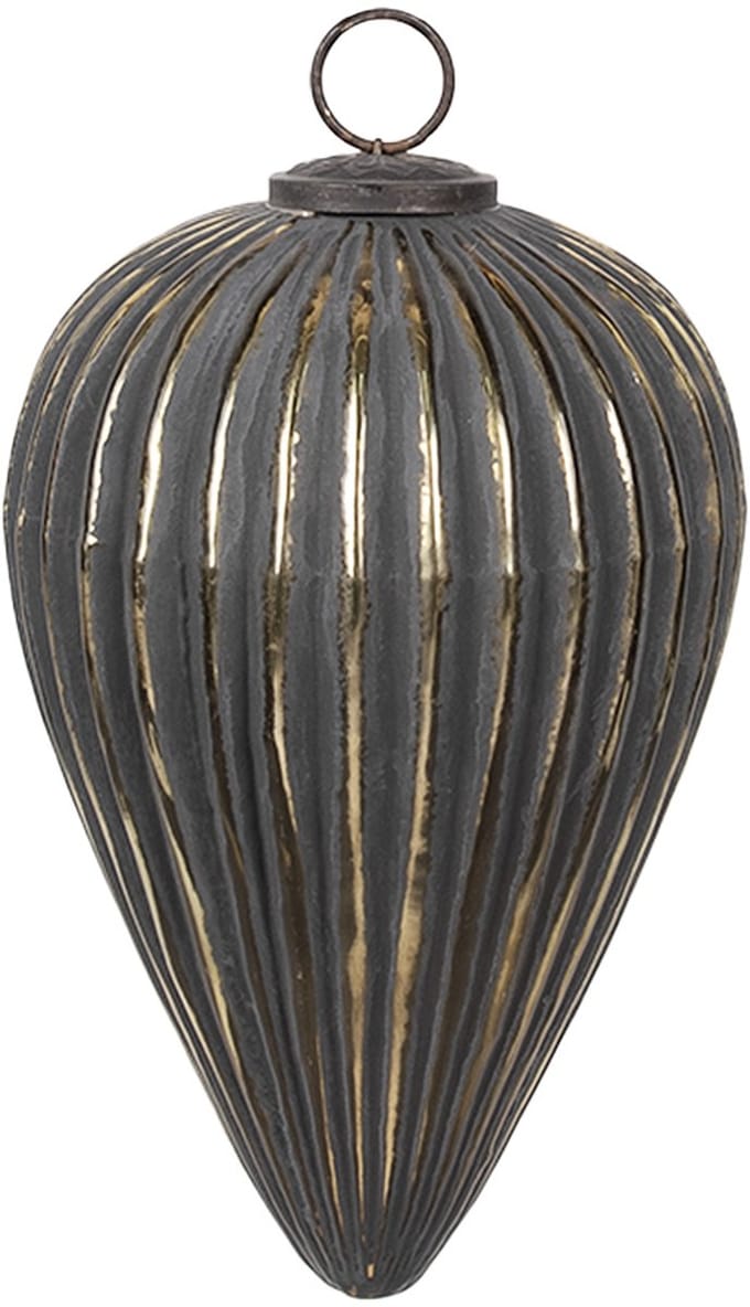 Clayre & Eef Kerstbal Overig Ø 15x26 cm Zwart Glas Kerstballen