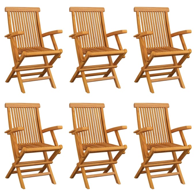vidaXL - Klapstoelen - 6 - stuks - van - massief - teakhout