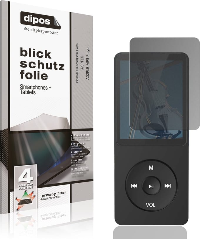 dipos – Matte Privacy Screenprotector geschikt voor AGPTEK A02PLB MP3-Player | Anti-Spy Beschermfolie
